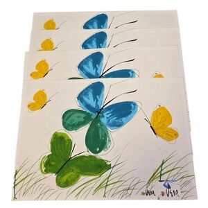 NWT Set‎ Of 4 Vera Neumann Flights Of Fancy Placemats Butterfly Cotton Artsy Fun